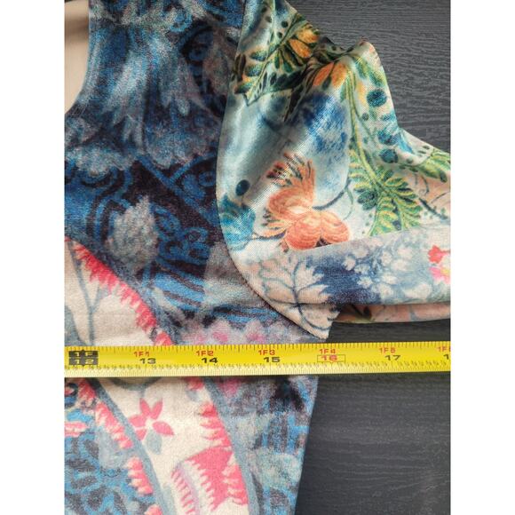 VTG 90's CLIO Floral Velvet Rhinestone Bell Sleeve Top Sz S Boho Artsy Eclectic - Picture 7 of 10